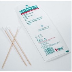 Sterile cotton applicator, wooden with single head, 6'' (10/Pack)